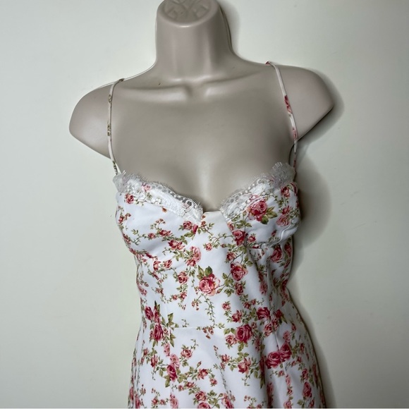 House of CB Corset Crepe Midi Sundress sz L+ XL in rose print - Picture 9 of 10